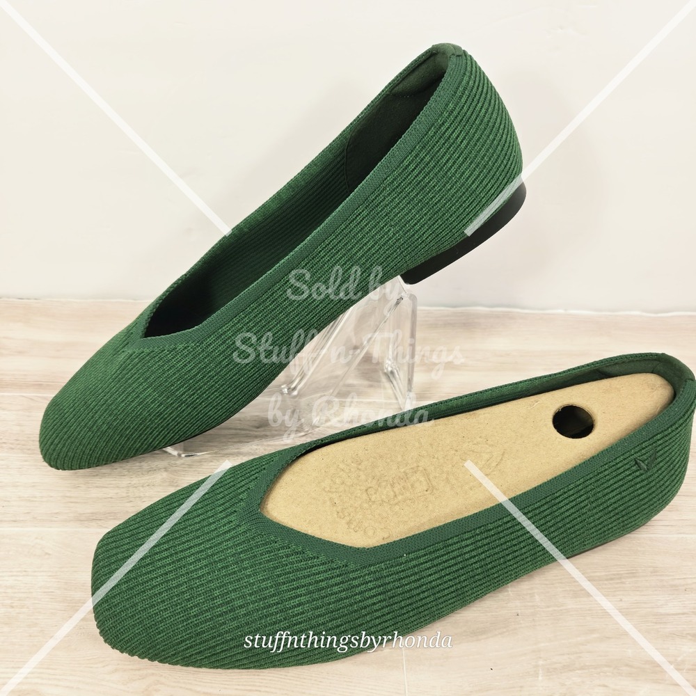 VIVAIA Margot Walker Square Toe Green Ballet Flat Comfort Shoe Sz Eu 43 US 12W